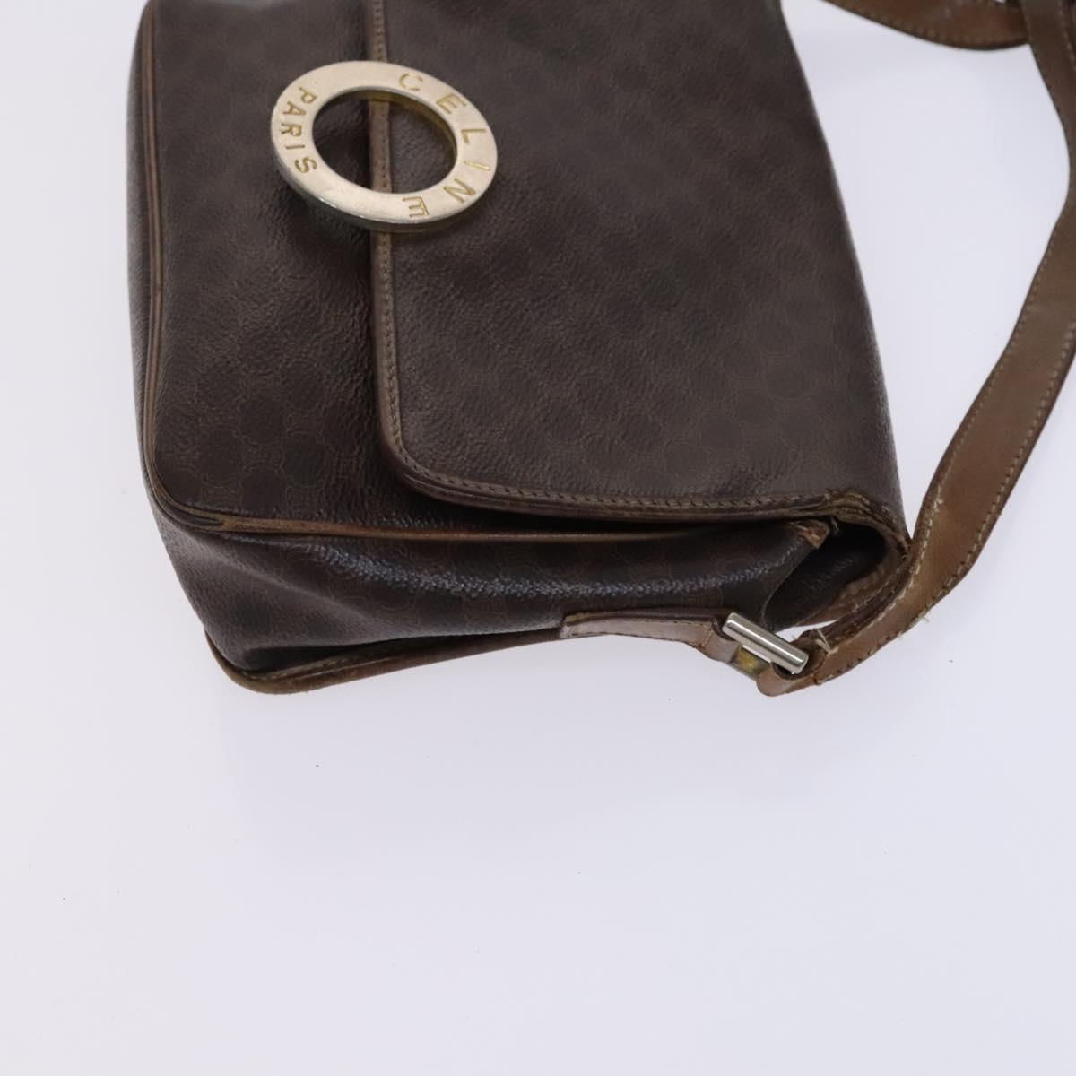 CELINE Macadam Canvas Shoulder Bag PVC Leather 2Set Brown Auth bs23708