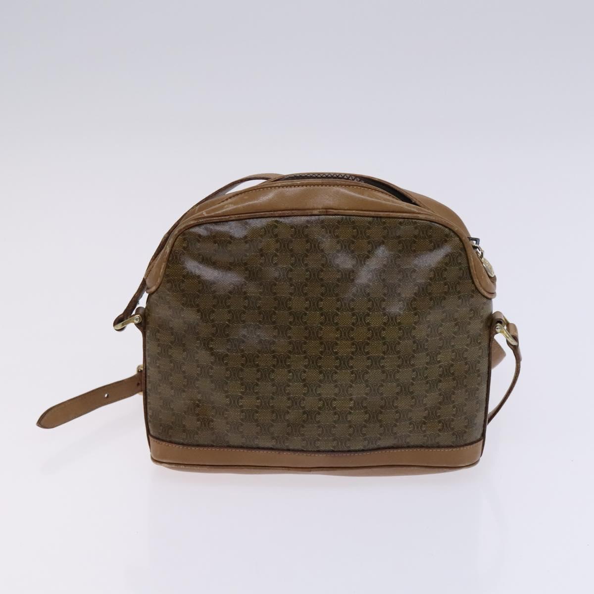 CELINE Macadam Canvas Shoulder Bag Leather 2Set Beige Black Auth bs23709