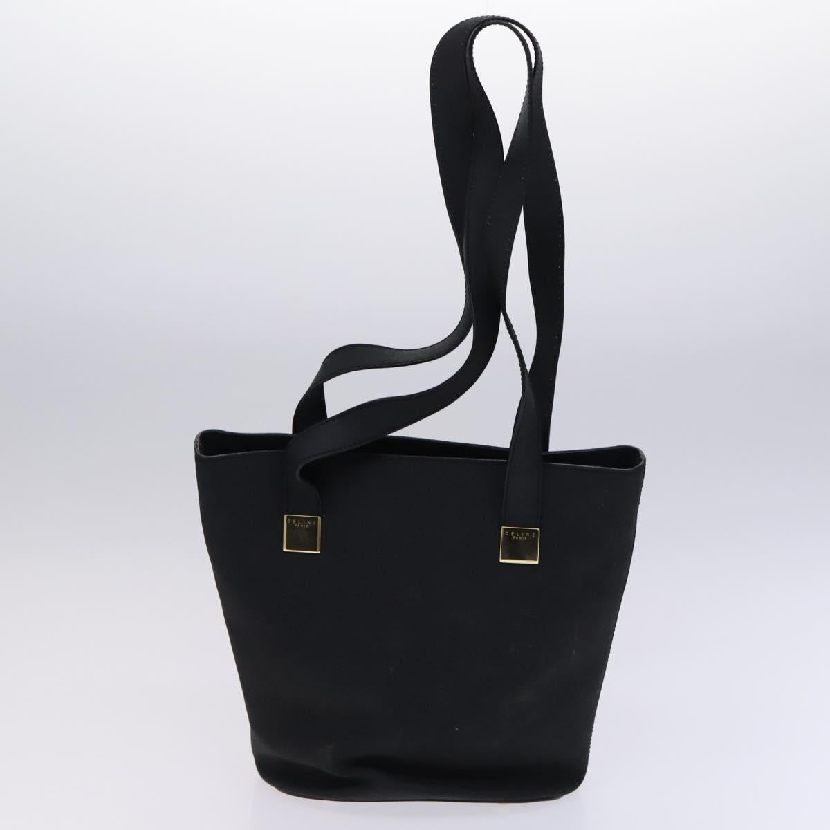 CELINE Macadam Canvas Shoulder Bag Leather 2Set Beige Black Auth bs23709