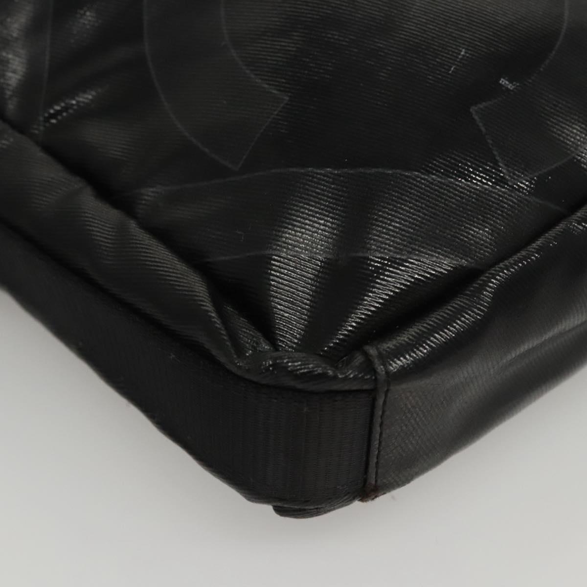 CHANEL Sports Shoulder Bag Coated Canvas Black CC Auth bs23718