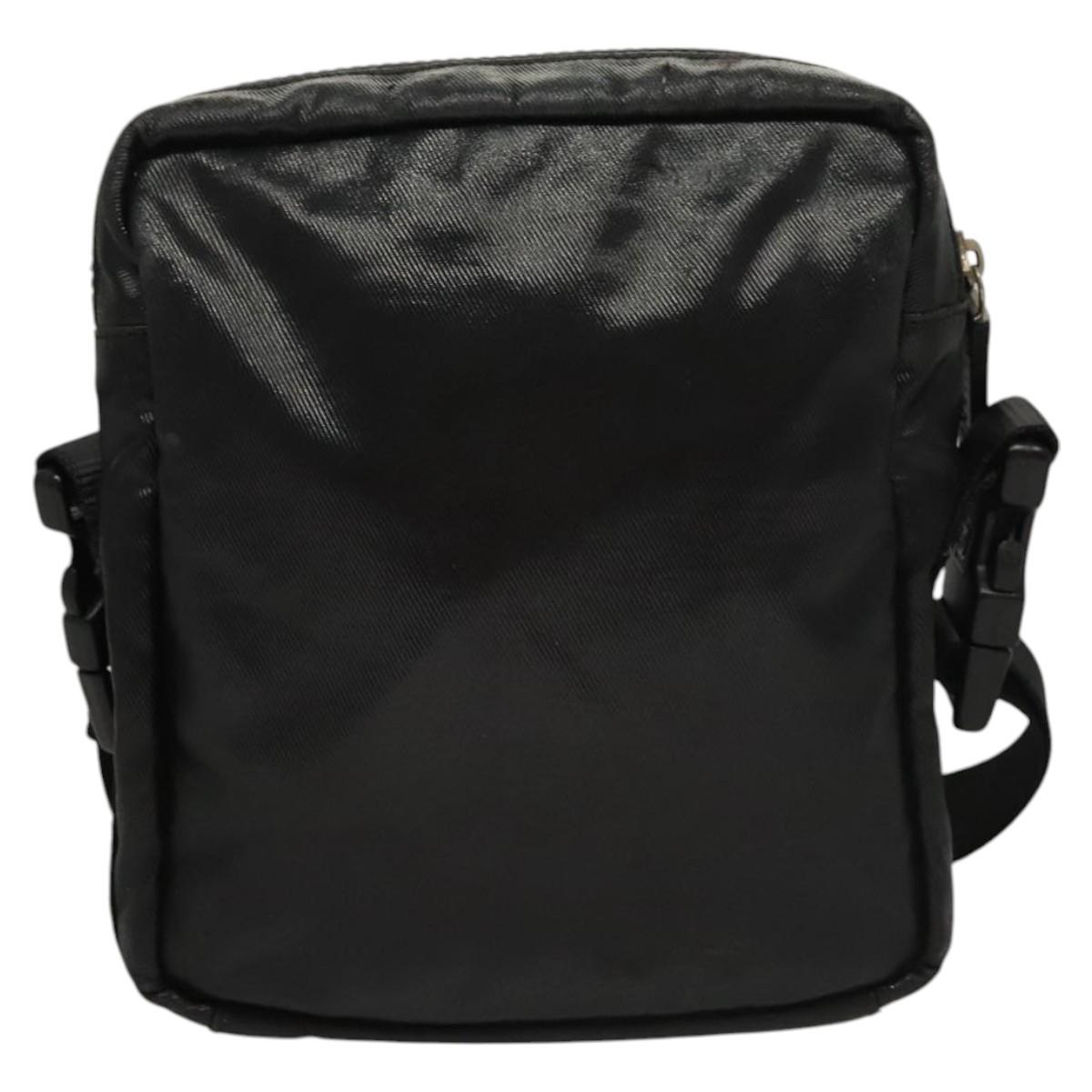 CHANEL Sports Shoulder Bag Coated Canvas Black CC Auth bs23718