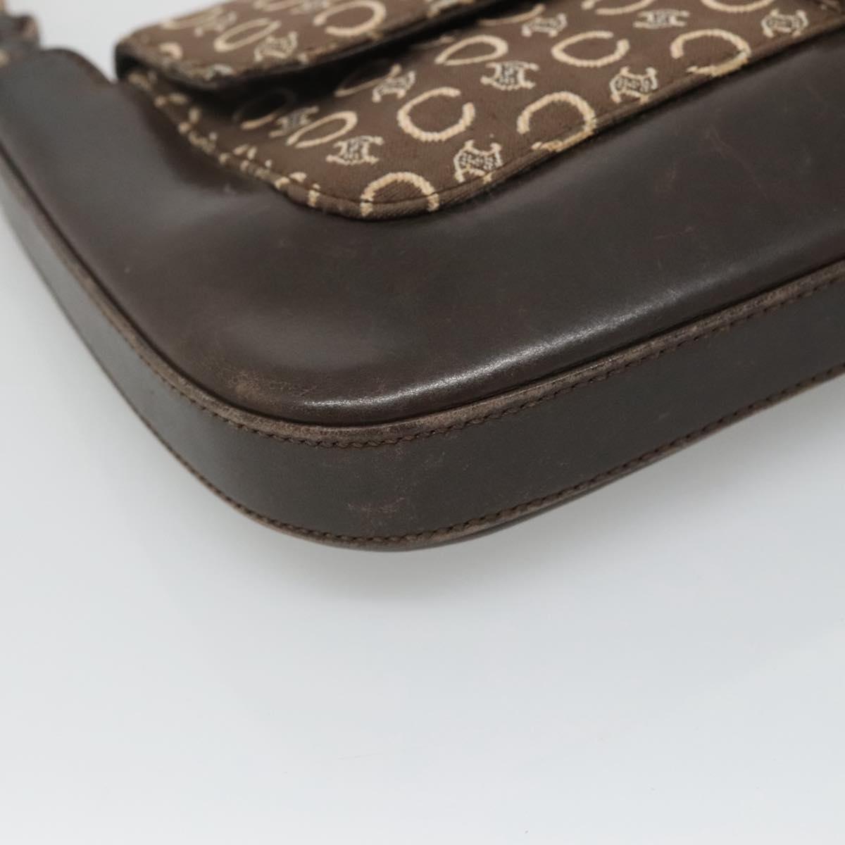 CELINE C Macadam Canvas Shoulder Bag Brown Gold Auth bs23720