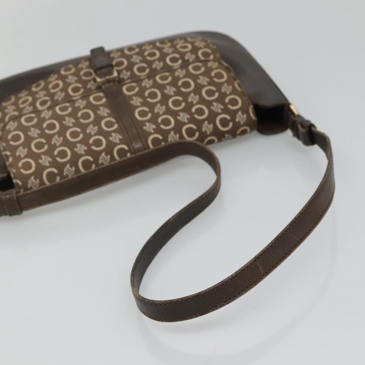CELINE C Macadam Canvas Shoulder Bag Brown Gold Auth bs23720