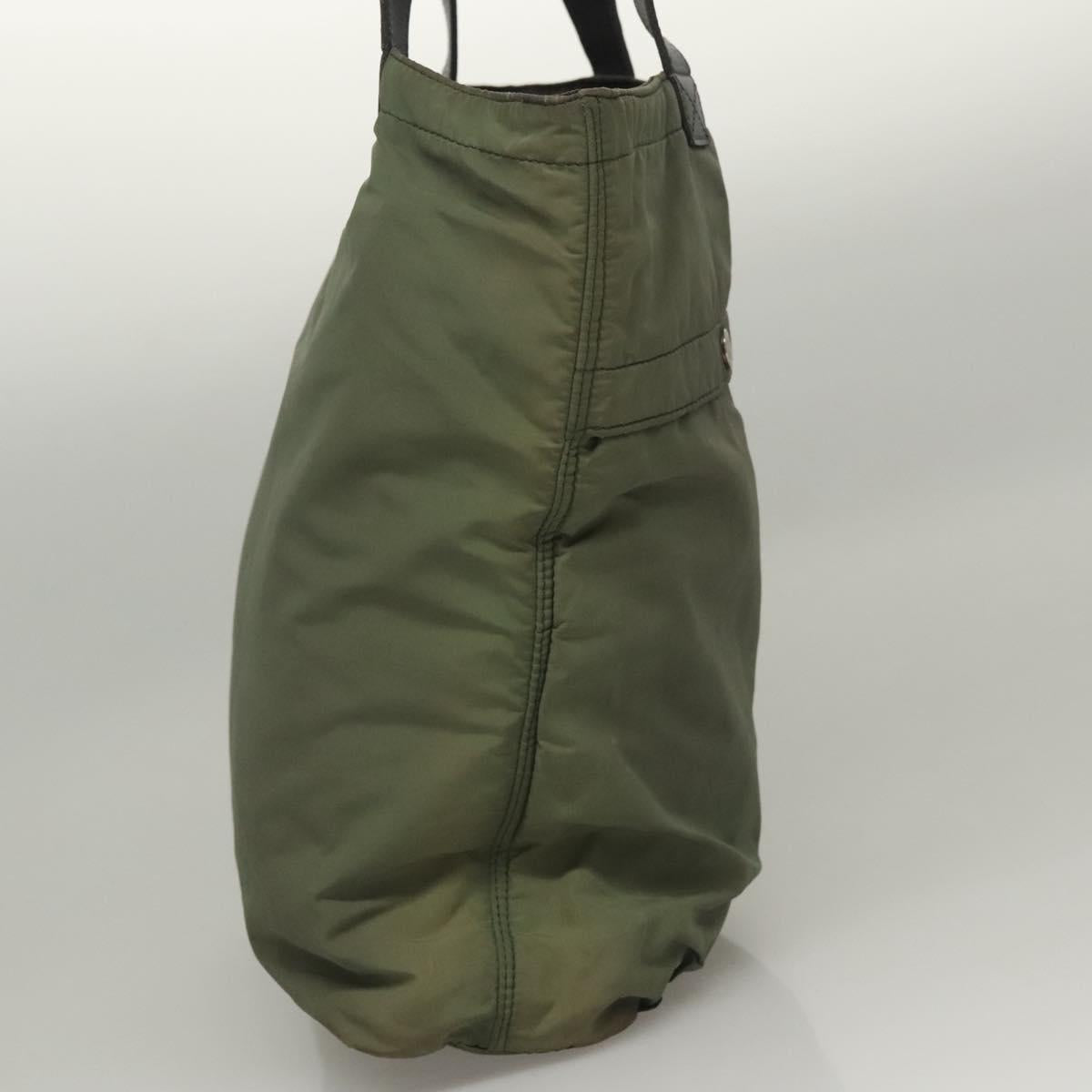 CELINE Tote Bag Nylon Khaki Auth bs23721