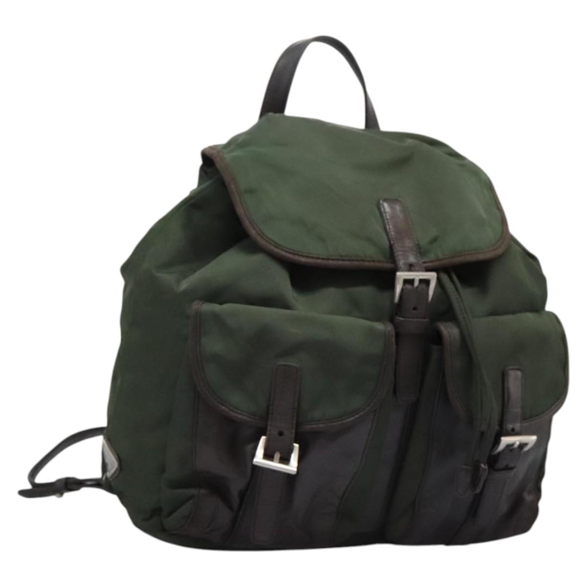 PRADA Backpack Nylon Khaki Auth bs23722