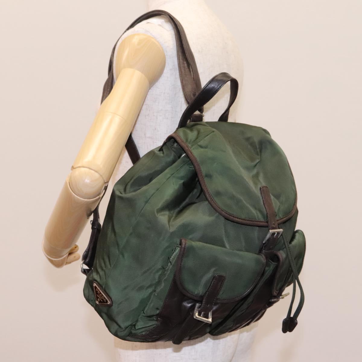 PRADA Backpack Nylon Khaki Auth bs23722