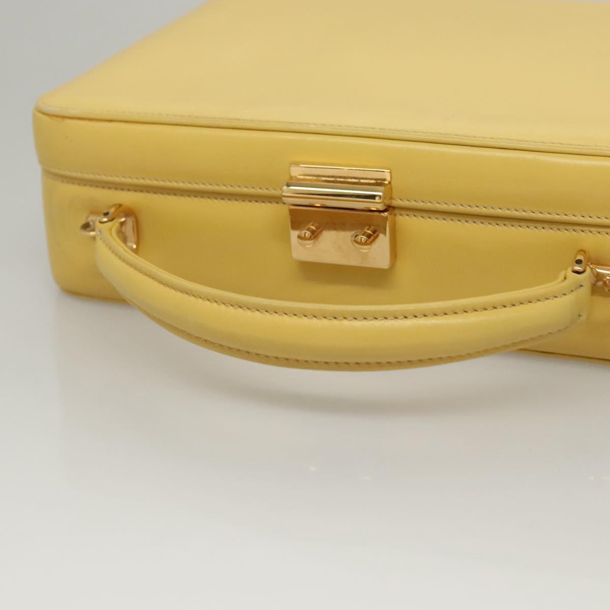 GUCCI Hand Bag Leather 2way Yellow Gold Auth bs23727