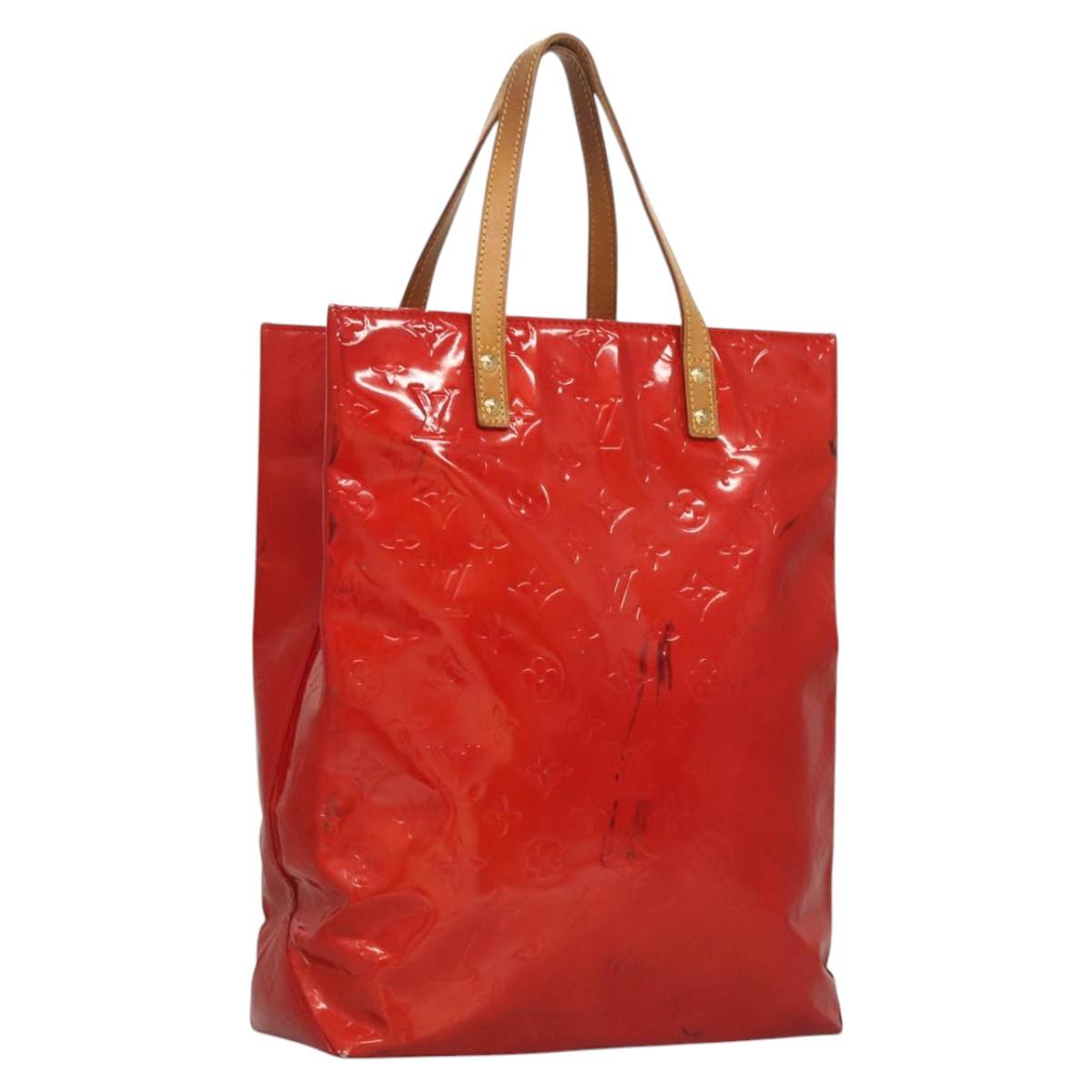 LOUIS VUITTON Monogram Vernis Reade MM Hand Bag Red Rouge M91086 LV Auth bs23730