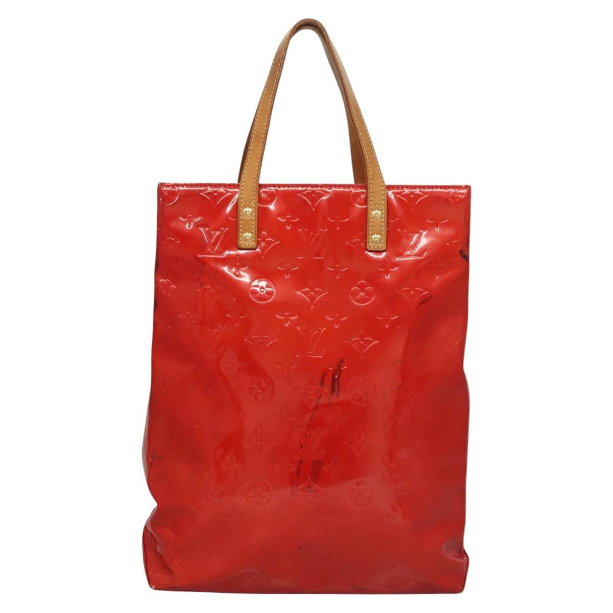 LOUIS VUITTON Monogram Vernis Reade MM Hand Bag Red Rouge M91086 LV Auth bs23730