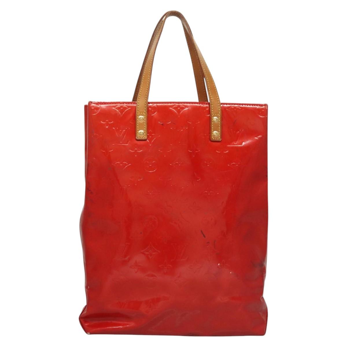 LOUIS VUITTON Monogram Vernis Reade MM Hand Bag Red Rouge M91086 LV Auth bs23730