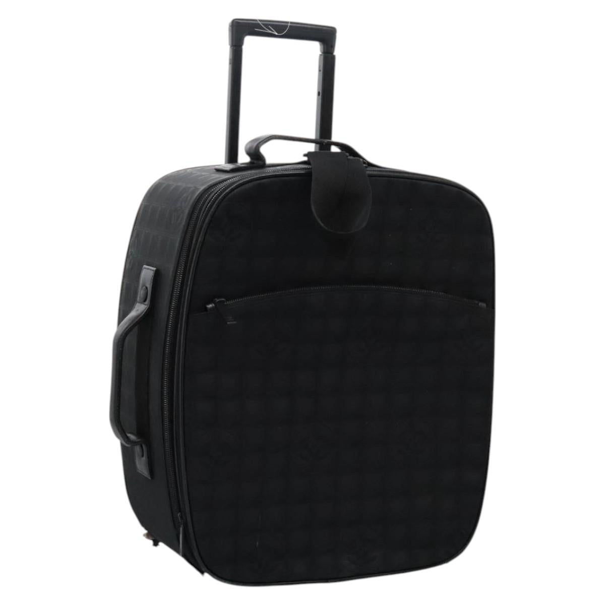 CHANEL Carry Case New Travel line suitcase Nylon Black CC Auth bs23739