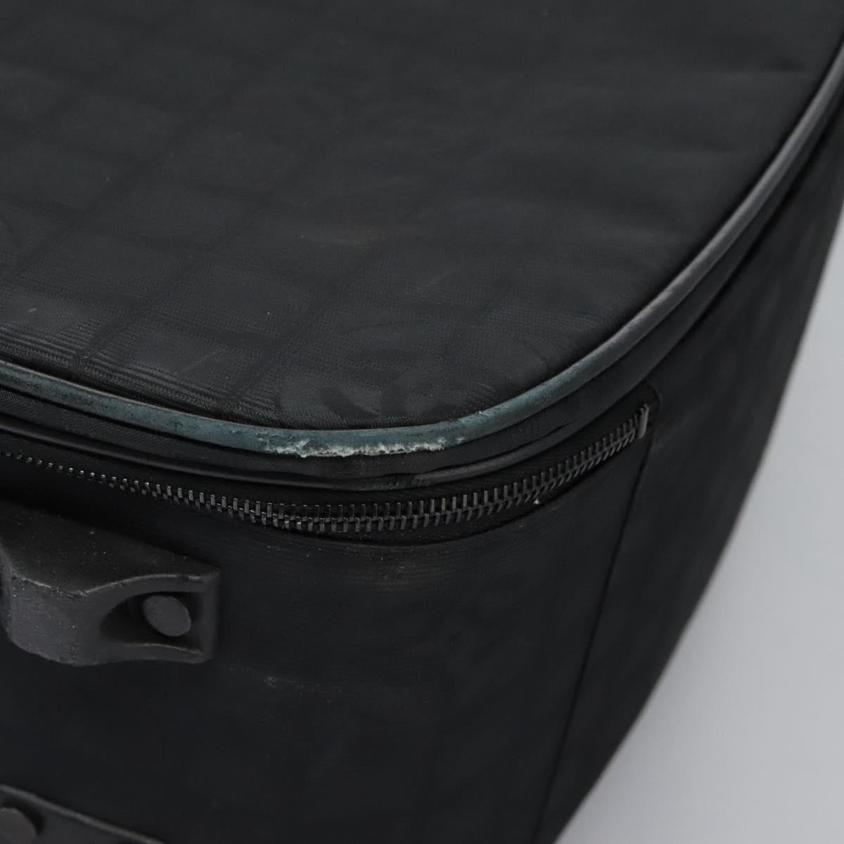 CHANEL Carry Case New Travel line suitcase Nylon Black CC Auth bs23739
