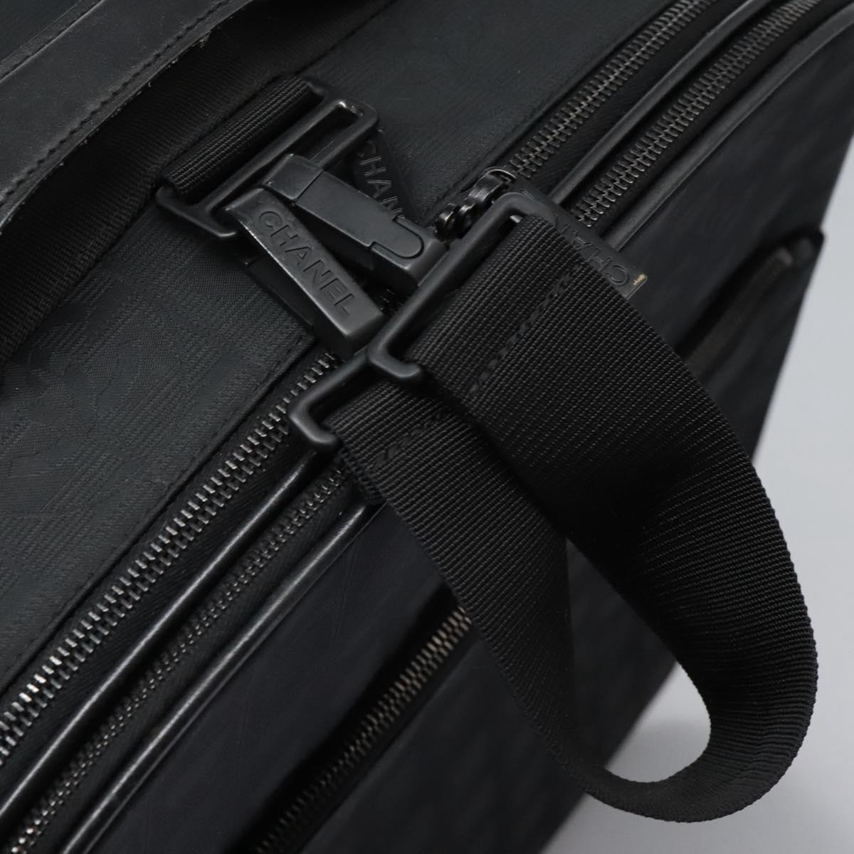 CHANEL Carry Case New Travel line suitcase Nylon Black CC Auth bs23739