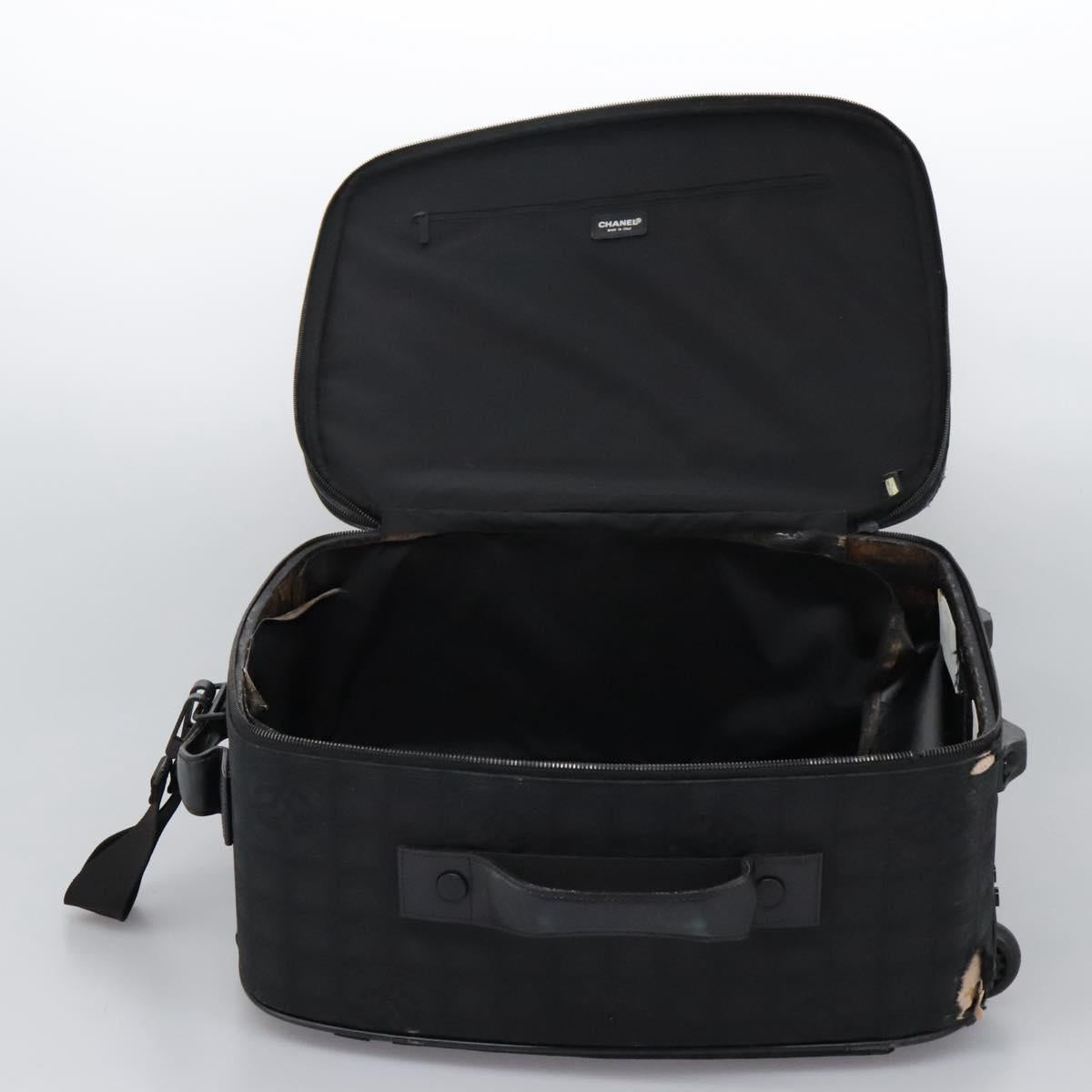 CHANEL Carry Case New Travel line suitcase Nylon Black CC Auth bs23739