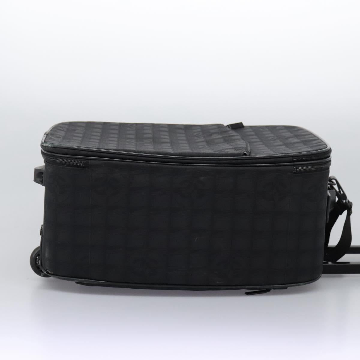 CHANEL Carry Case New Travel line suitcase Nylon Black CC Auth bs23739