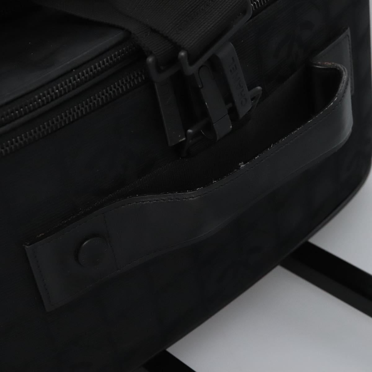 CHANEL Carry Case New Travel line suitcase Nylon Black CC Auth bs23739
