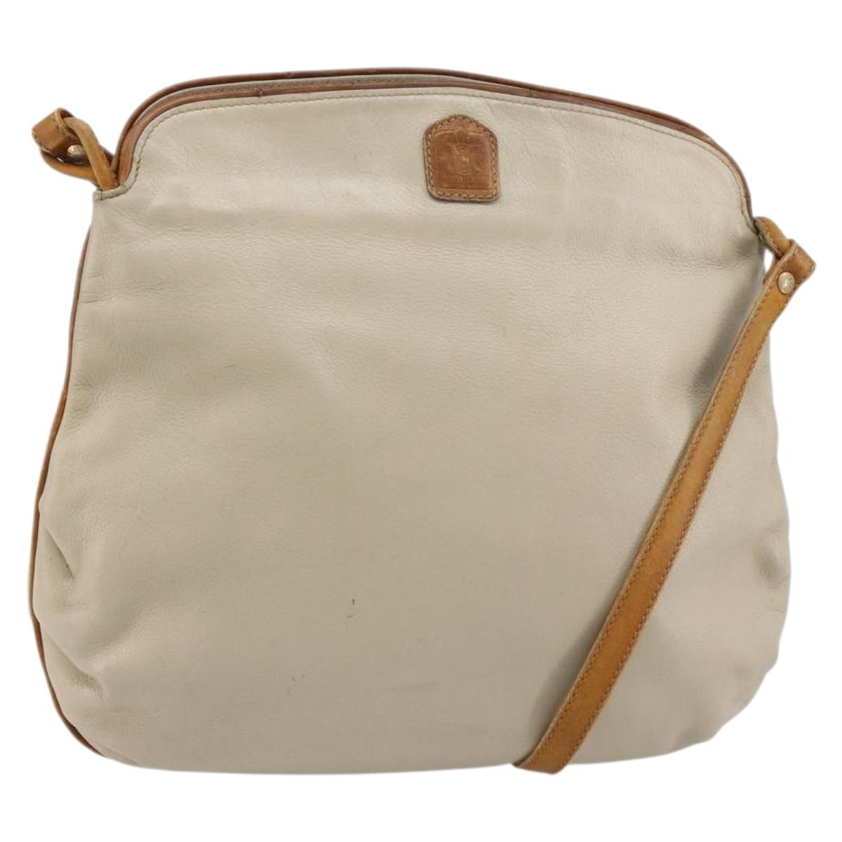 CELINE Shoulder Bag Leather Beige Auth bs23749