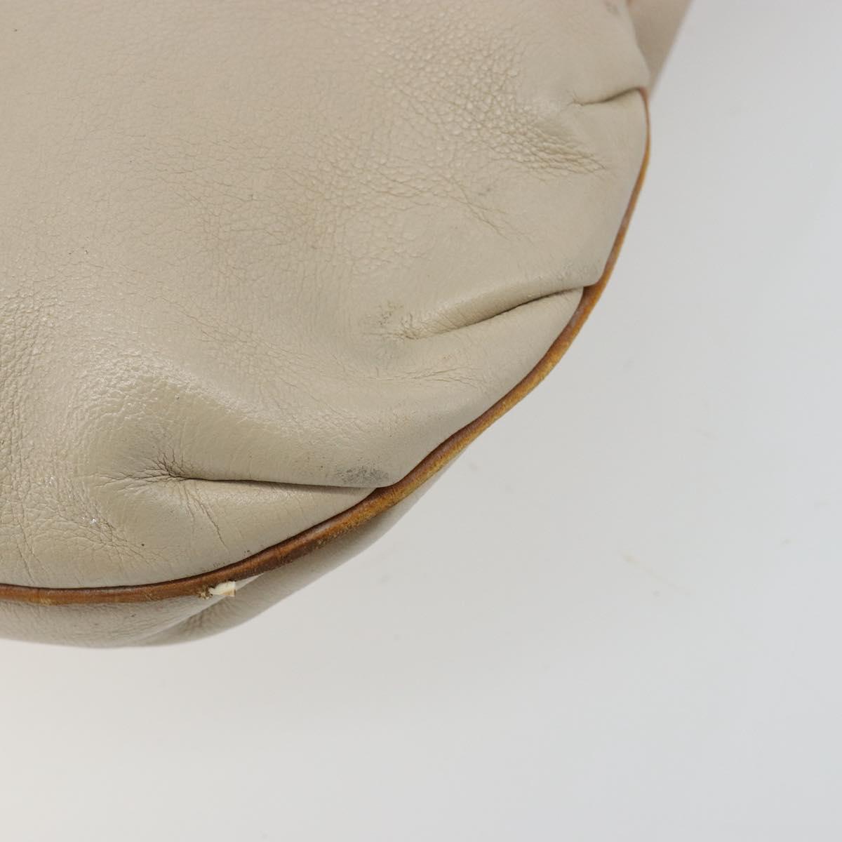 CELINE Shoulder Bag Leather Beige Auth bs23749