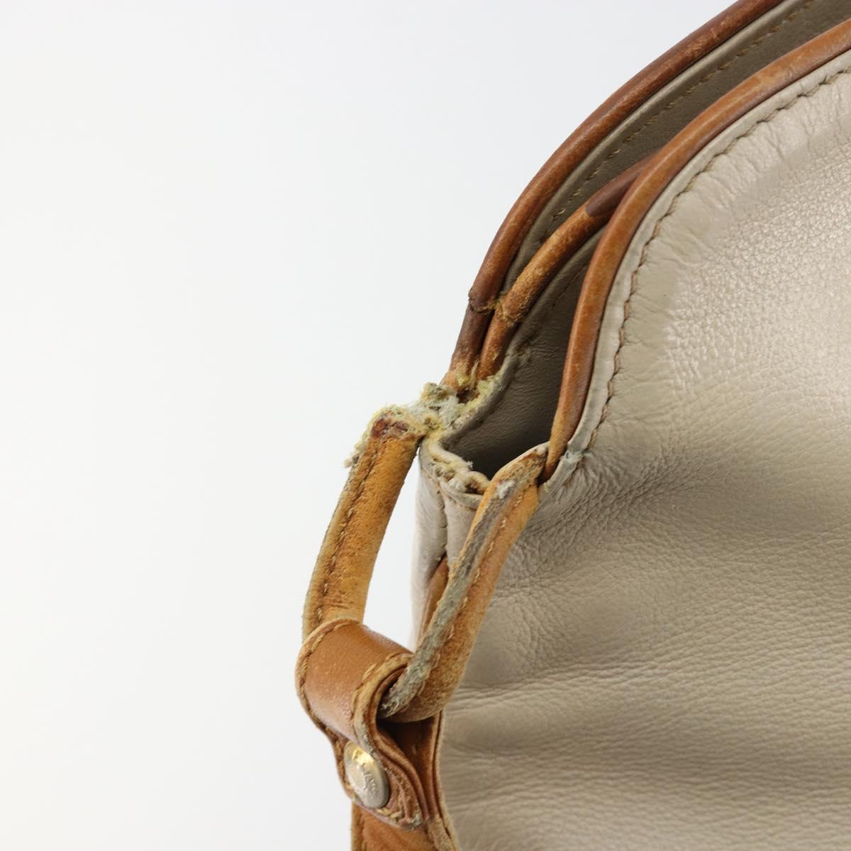 CELINE Shoulder Bag Leather Beige Auth bs23749