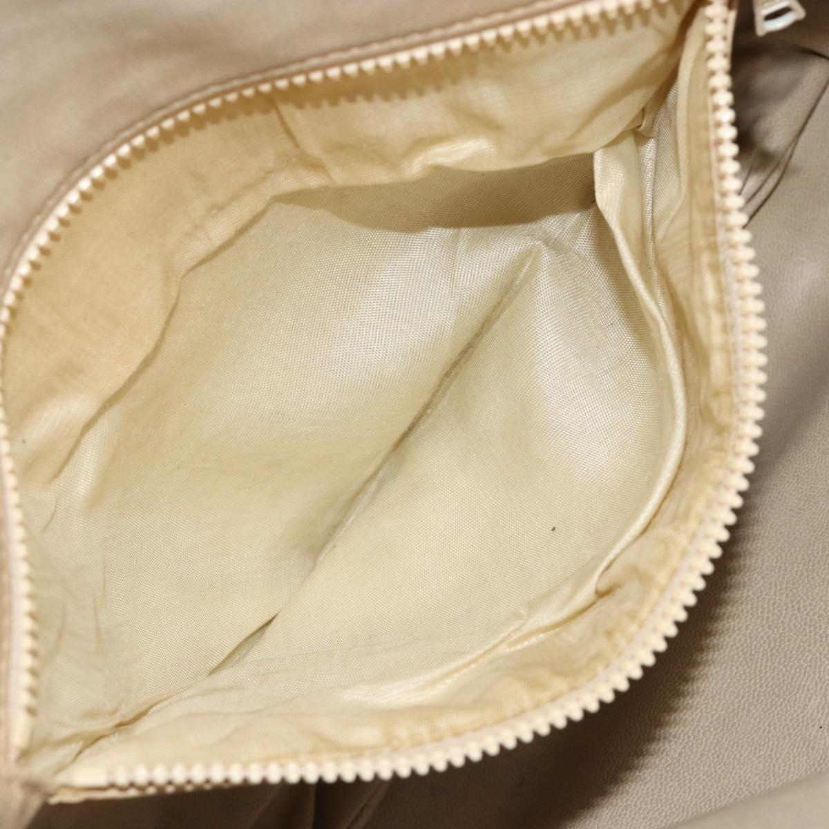 CELINE Shoulder Bag Leather Beige Auth bs23749