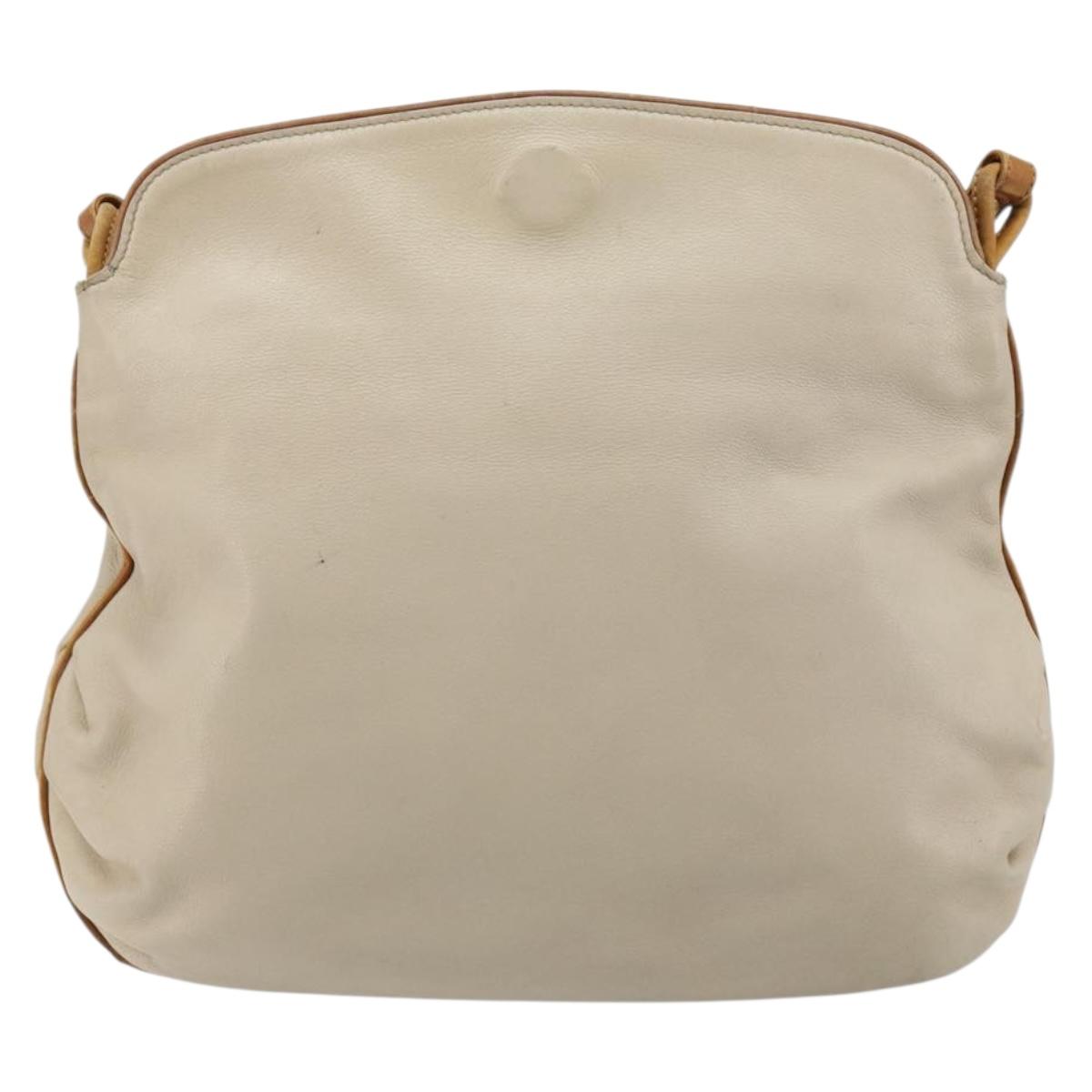 CELINE Shoulder Bag Leather Beige Auth bs23749