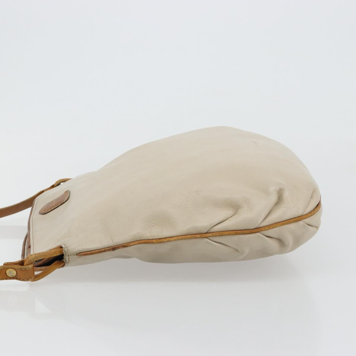 CELINE Shoulder Bag Leather Beige Auth bs23749