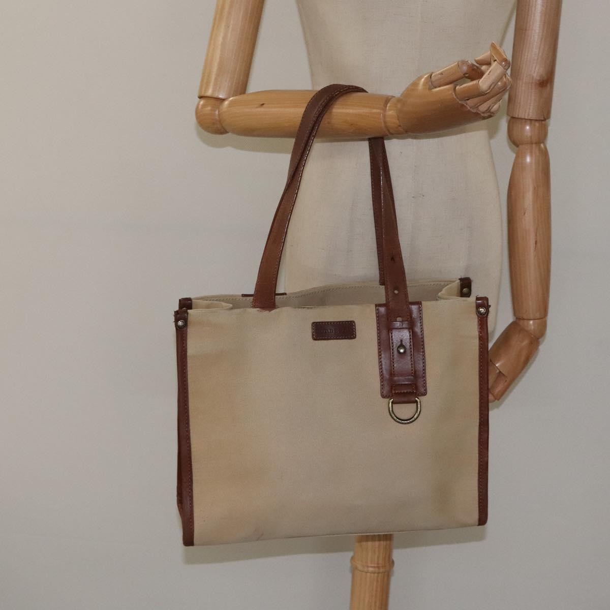 BURBERRY Tote Bag Canvas Beige Auth bs23757
