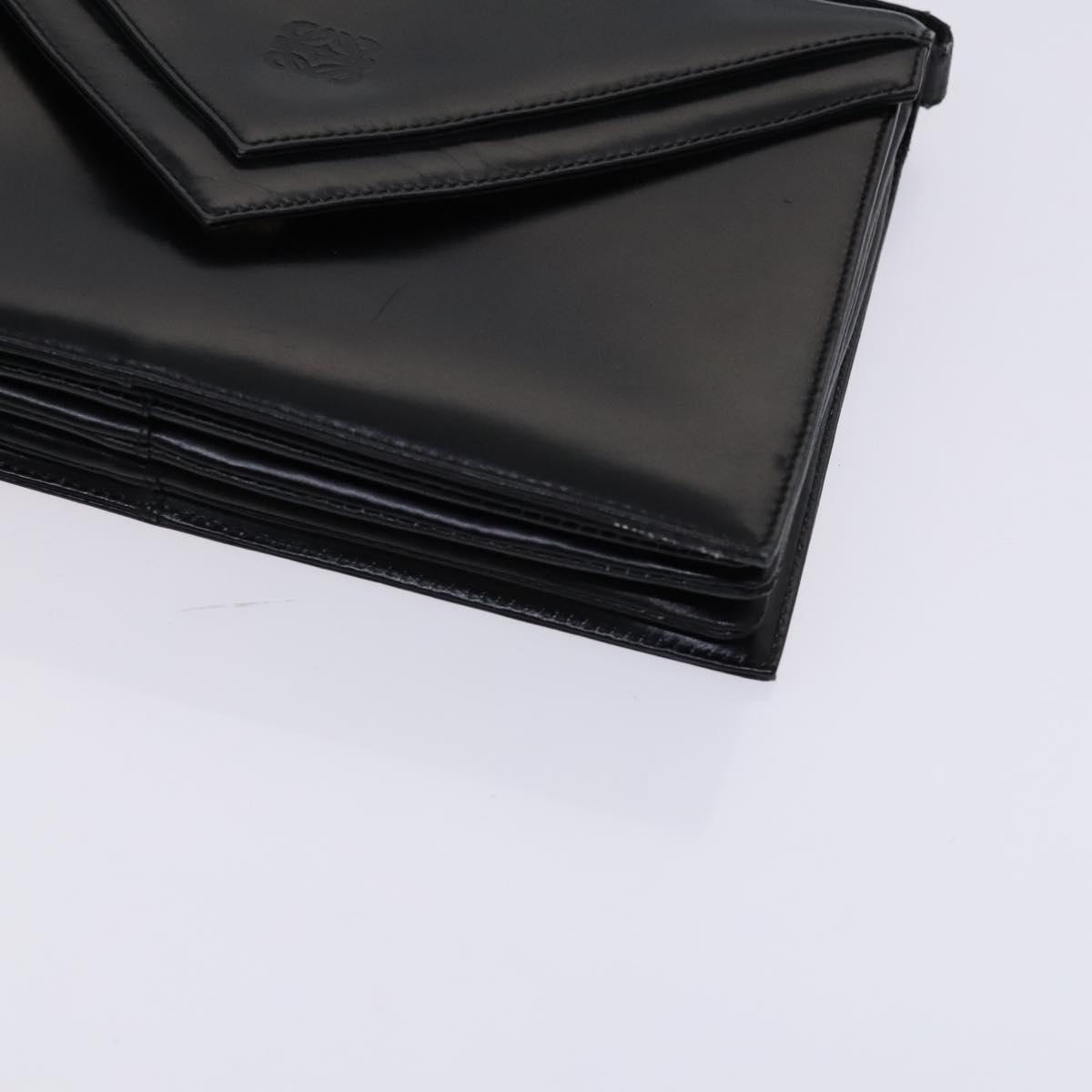 LOEWE Anagram Shoulder Bag Leather Black Auth bs23759