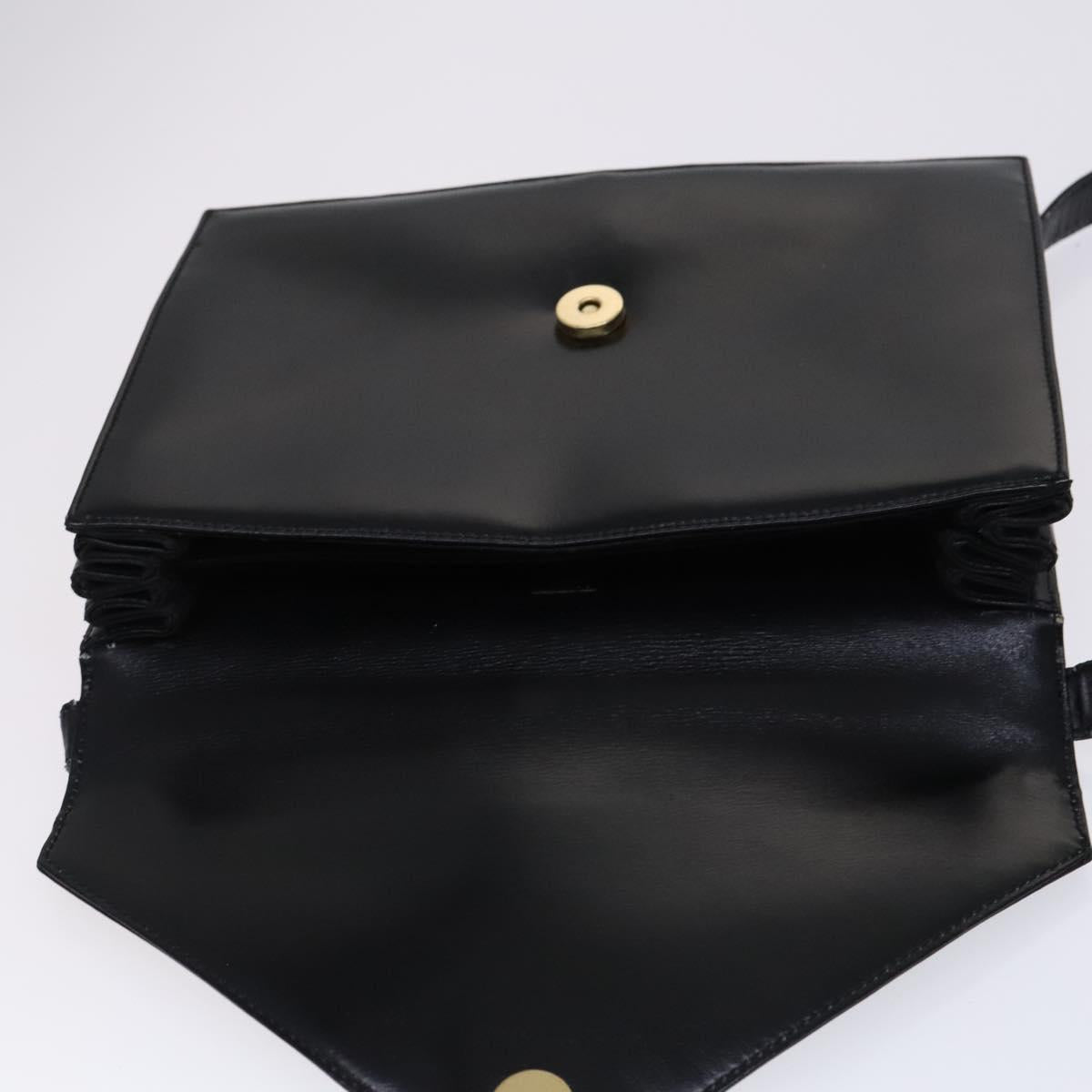 LOEWE Anagram Shoulder Bag Leather Black Auth bs23759