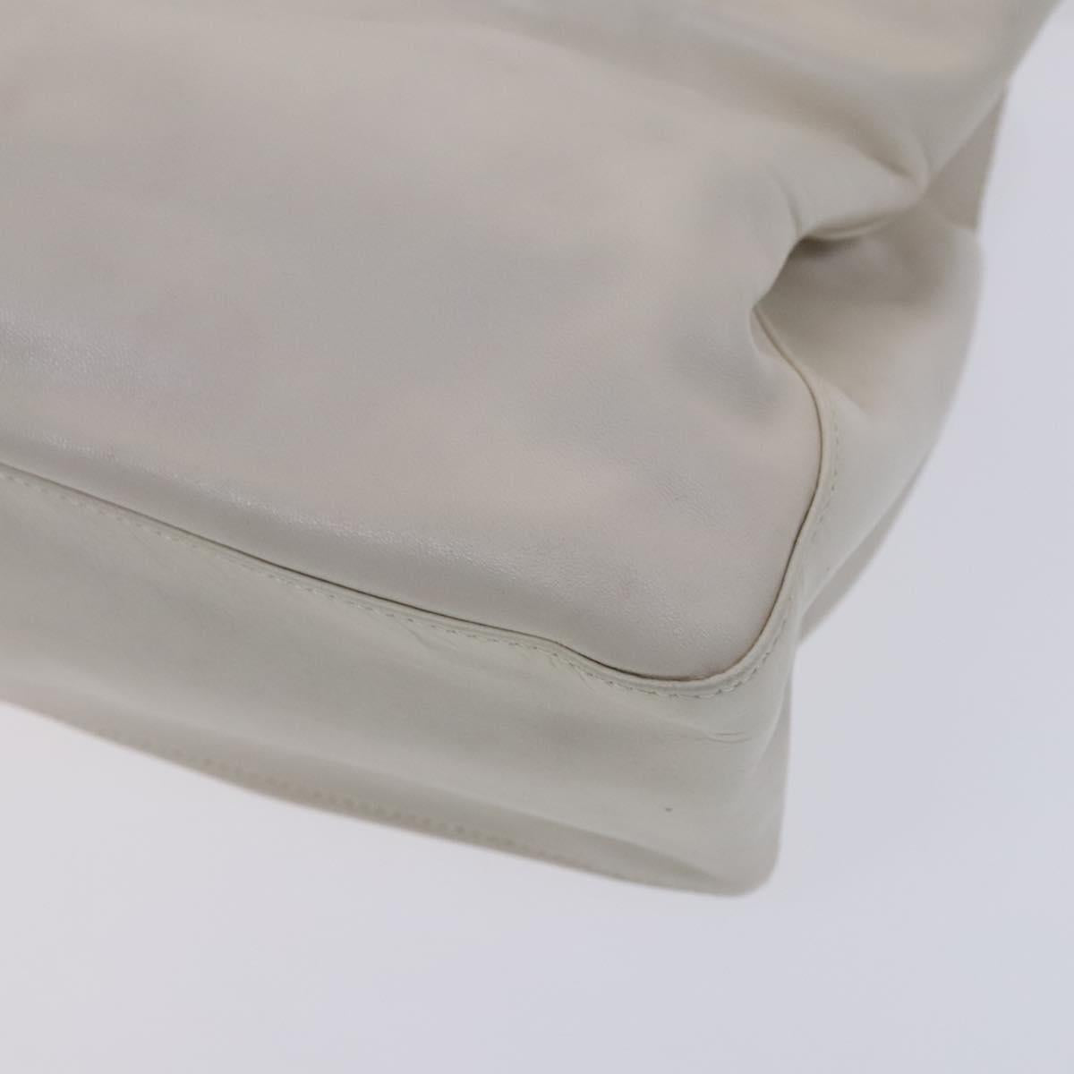PRADA Shoulder Bag Leather White Auth bs23764