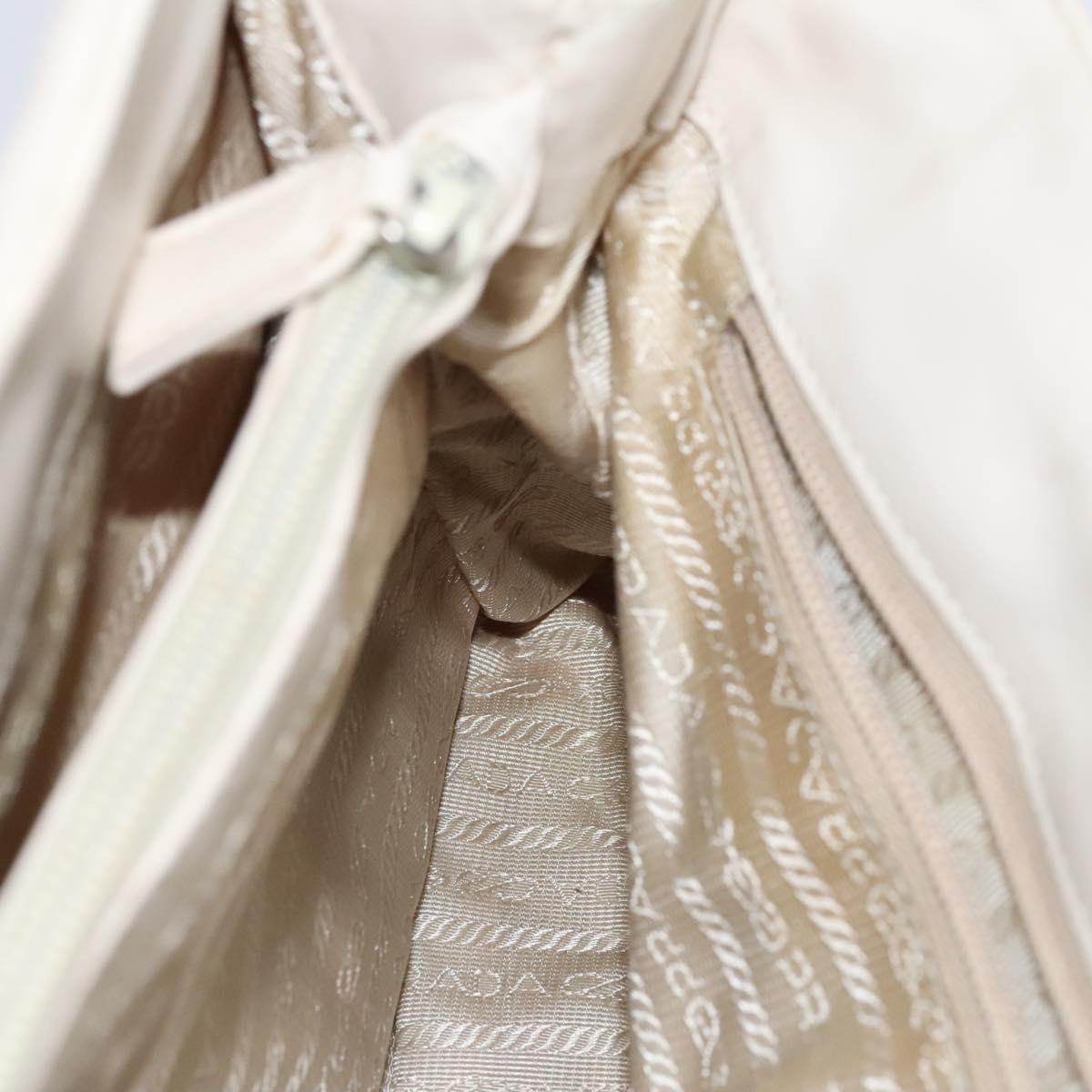 PRADA Shoulder Bag Leather White Auth bs23764