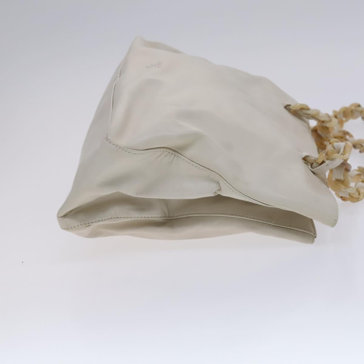 PRADA Shoulder Bag Leather White Auth bs23764