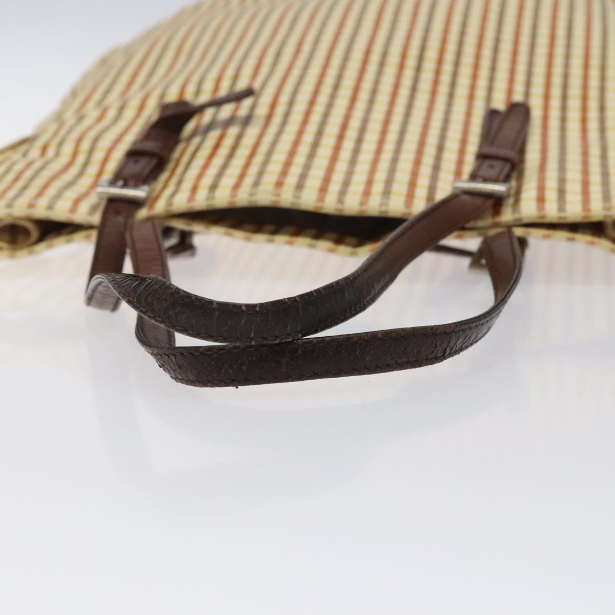 PRADA Hand Bag Leather Beige Auth bs23765