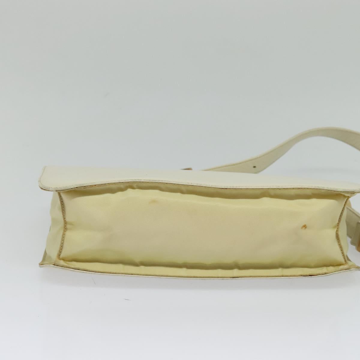 PRADA Shoulder Bag Leather Beige Auth bs23766