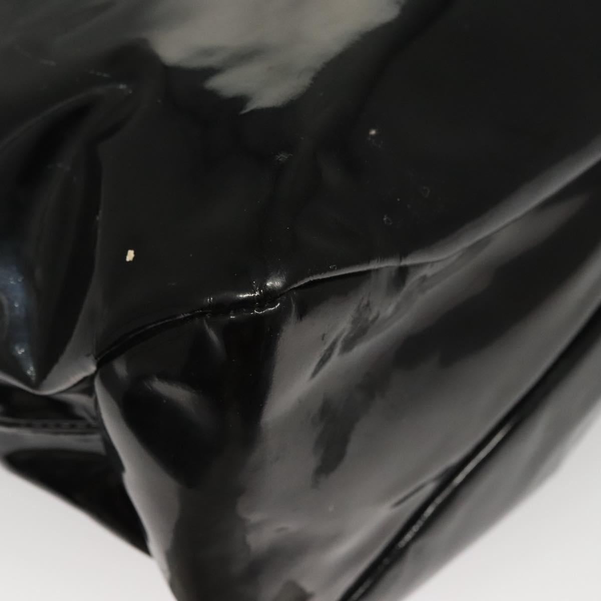 Salvatore Ferragamo Hand Bag Enamel Black Auth bs23791