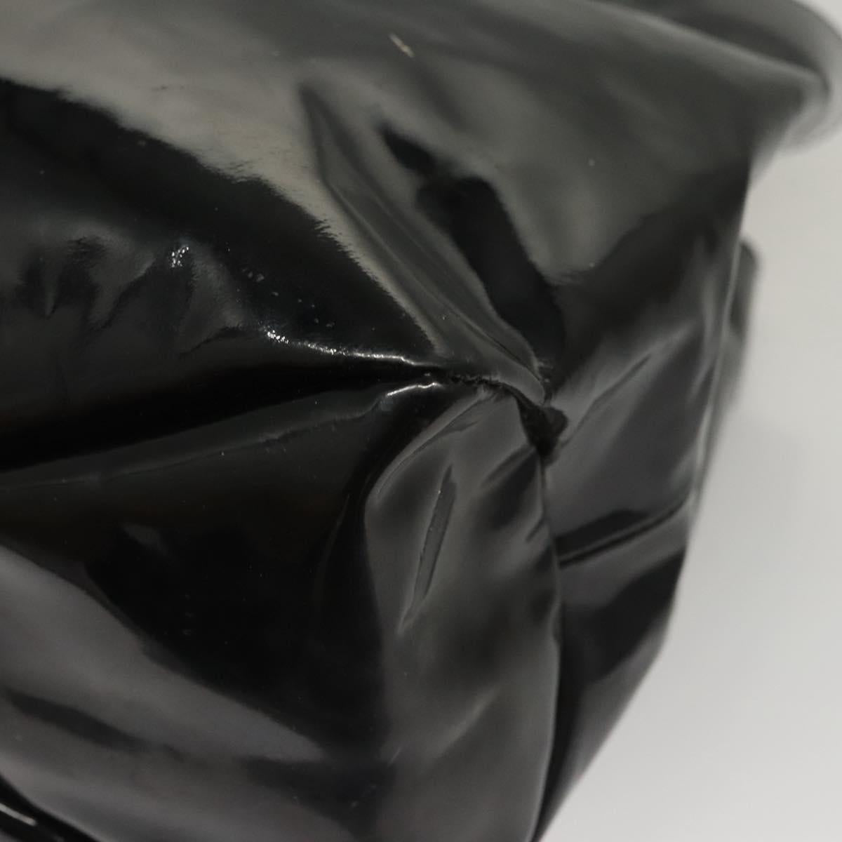 Salvatore Ferragamo Hand Bag Enamel Black Auth bs23791