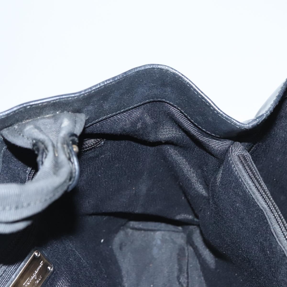 Salvatore Ferragamo Hand Bag Enamel Black Auth bs23791