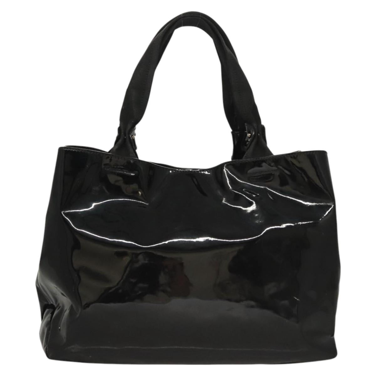Salvatore Ferragamo Hand Bag Enamel Black Auth bs23791