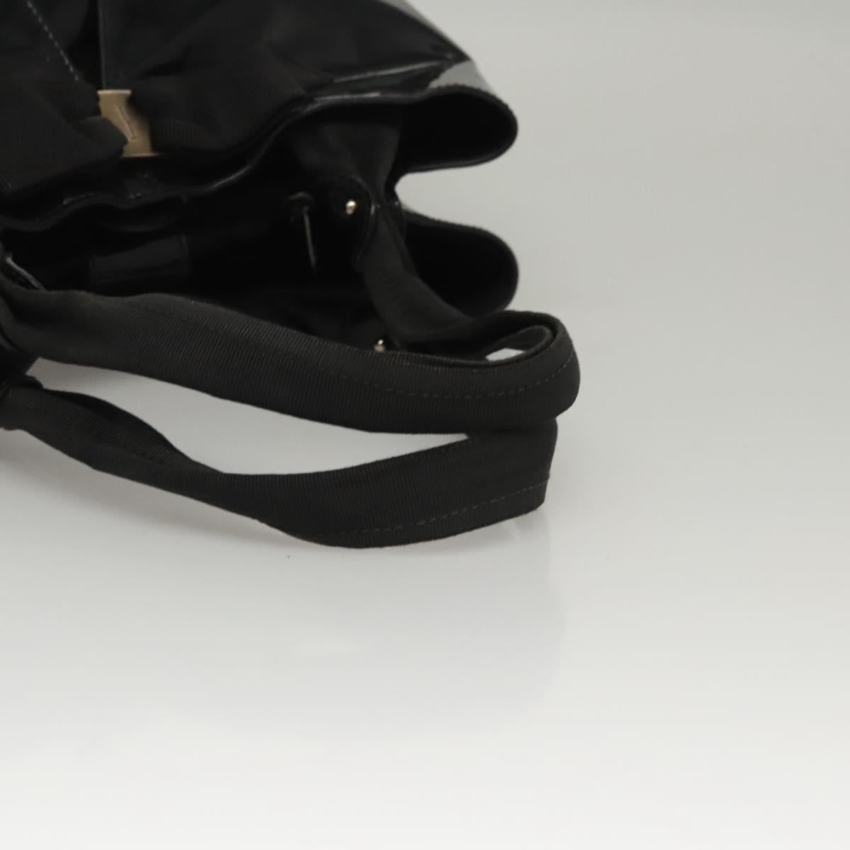 Salvatore Ferragamo Hand Bag Enamel Black Auth bs23791