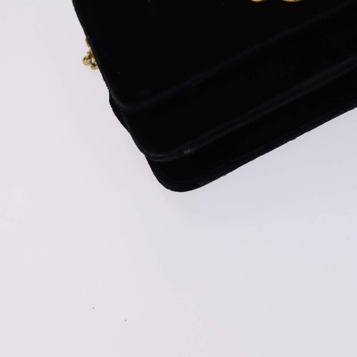 CHANEL Chain Shoulder Bag Velor Black CC Auth bs23807