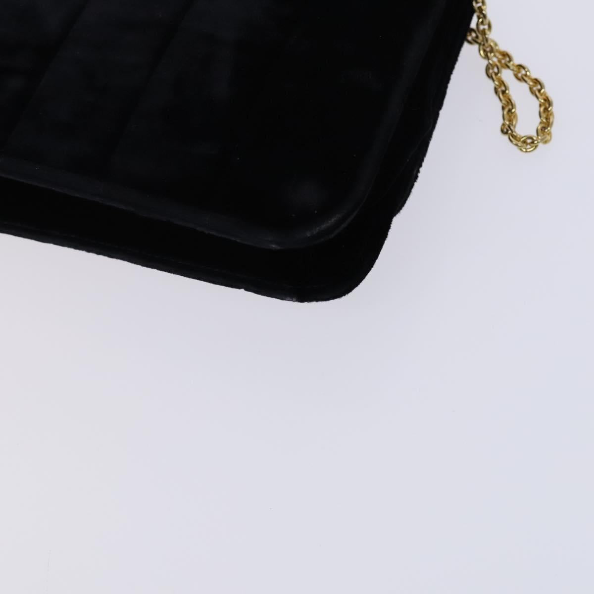 CHANEL Chain Shoulder Bag Velor Black CC Auth bs23807
