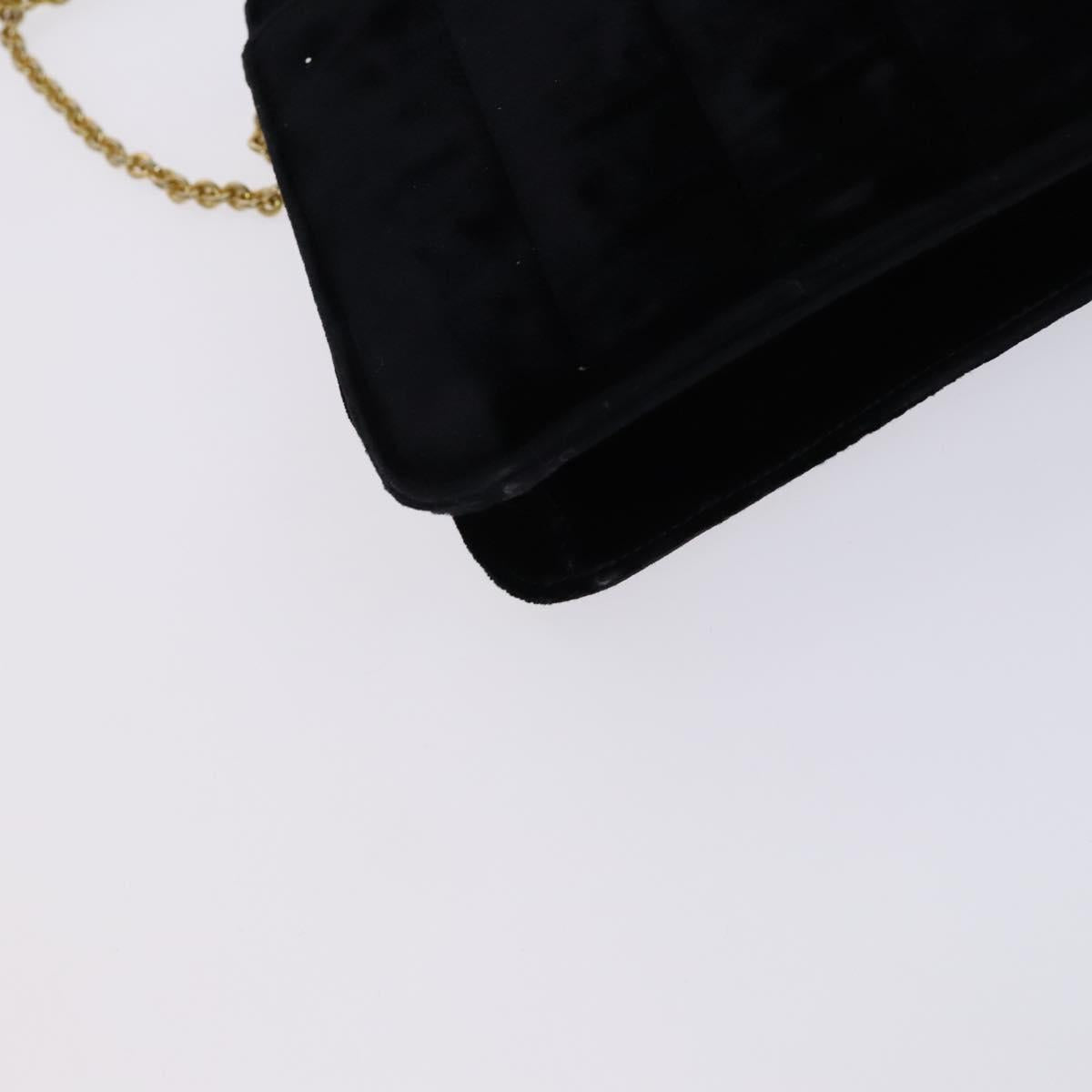 CHANEL Chain Shoulder Bag Velor Black CC Auth bs23807