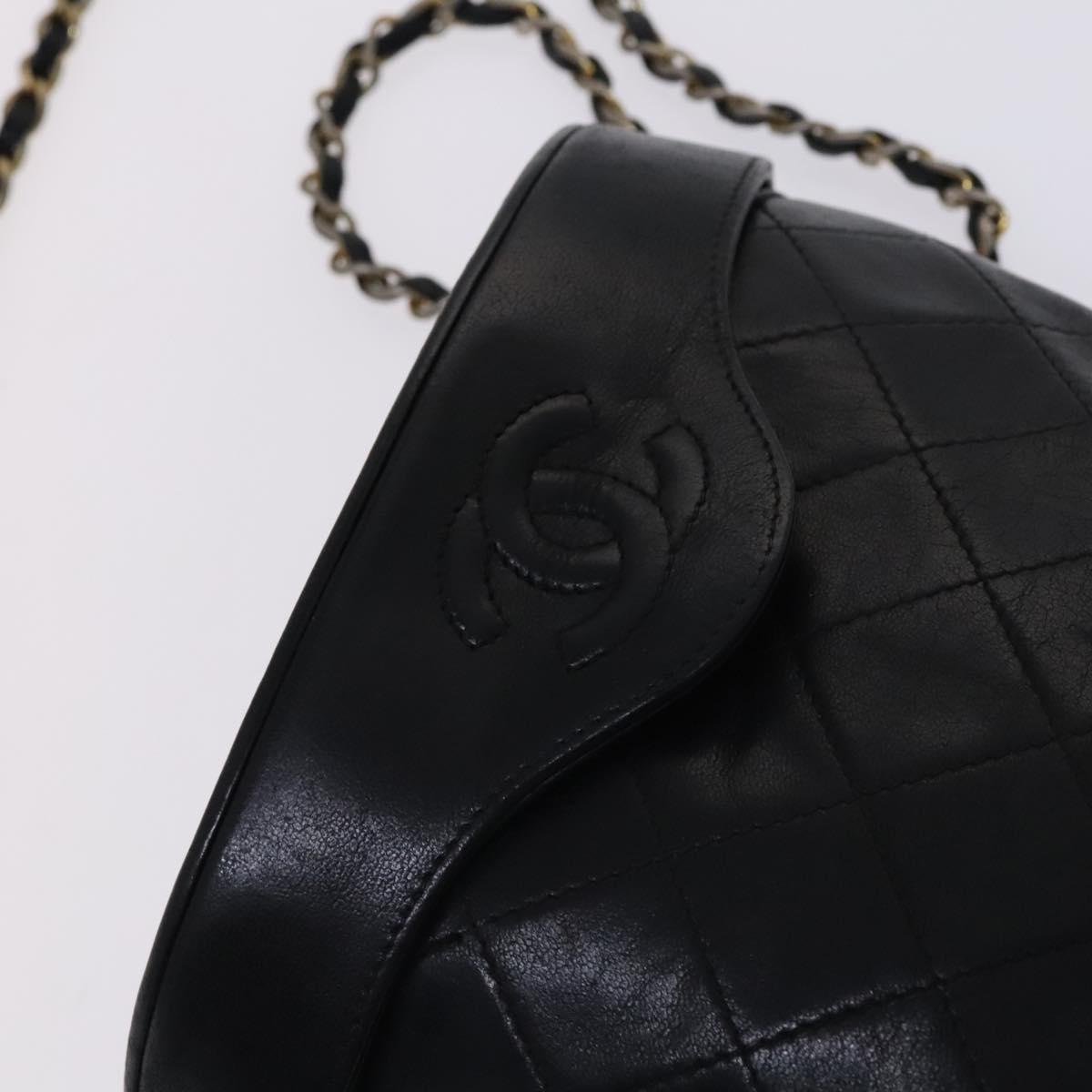 CHANEL Matelasse Chain Shoulder Bag Lamb Skin Black CC Auth bs23838
