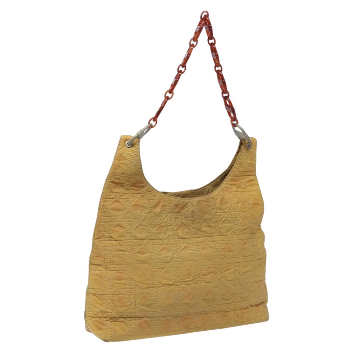 Christian Dior Canage Shoulder Bag Nylon Yellow Auth bs23852