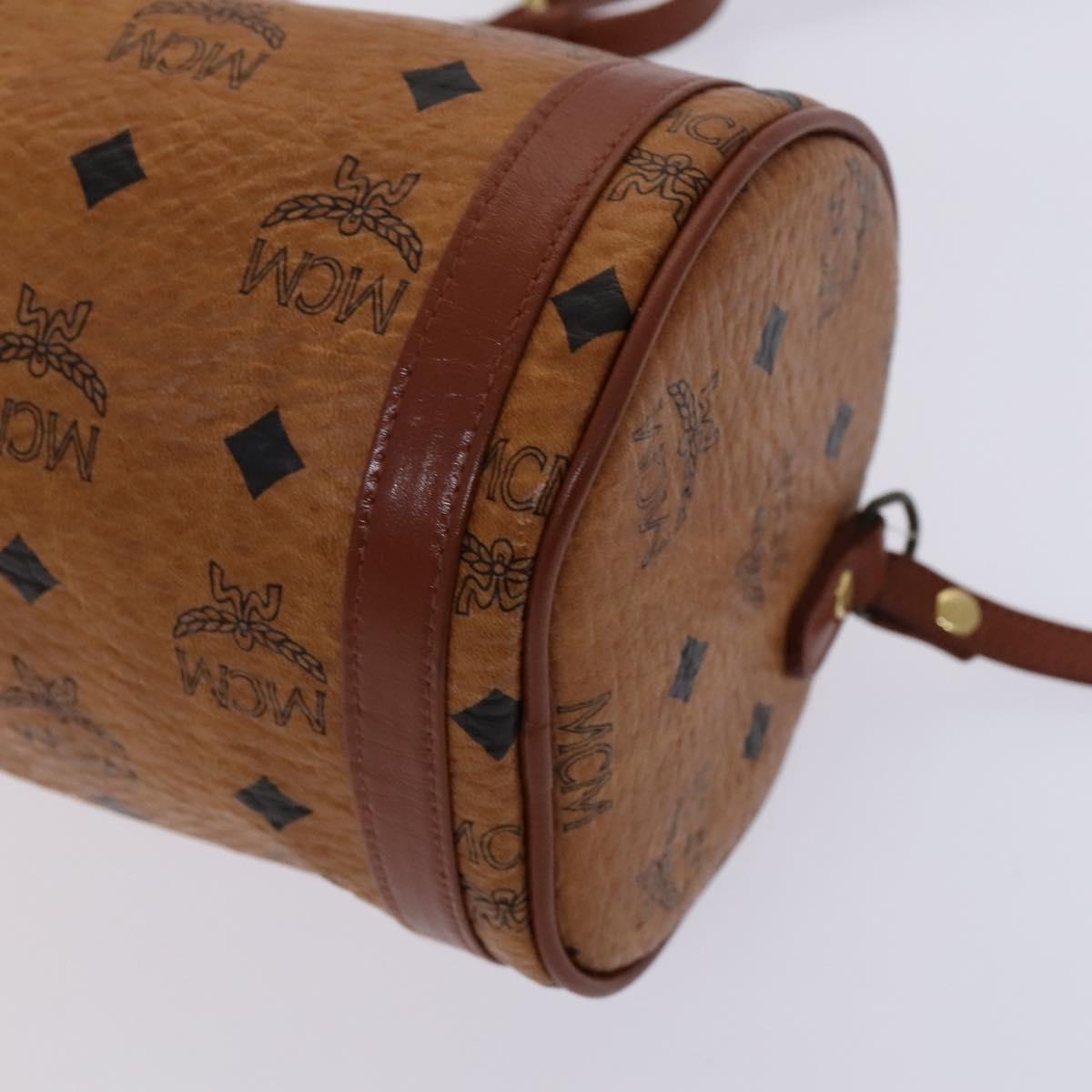 MCM Vicetos Logogram Shoulder Bag PVC Leather Brown Gold Auth bs23854