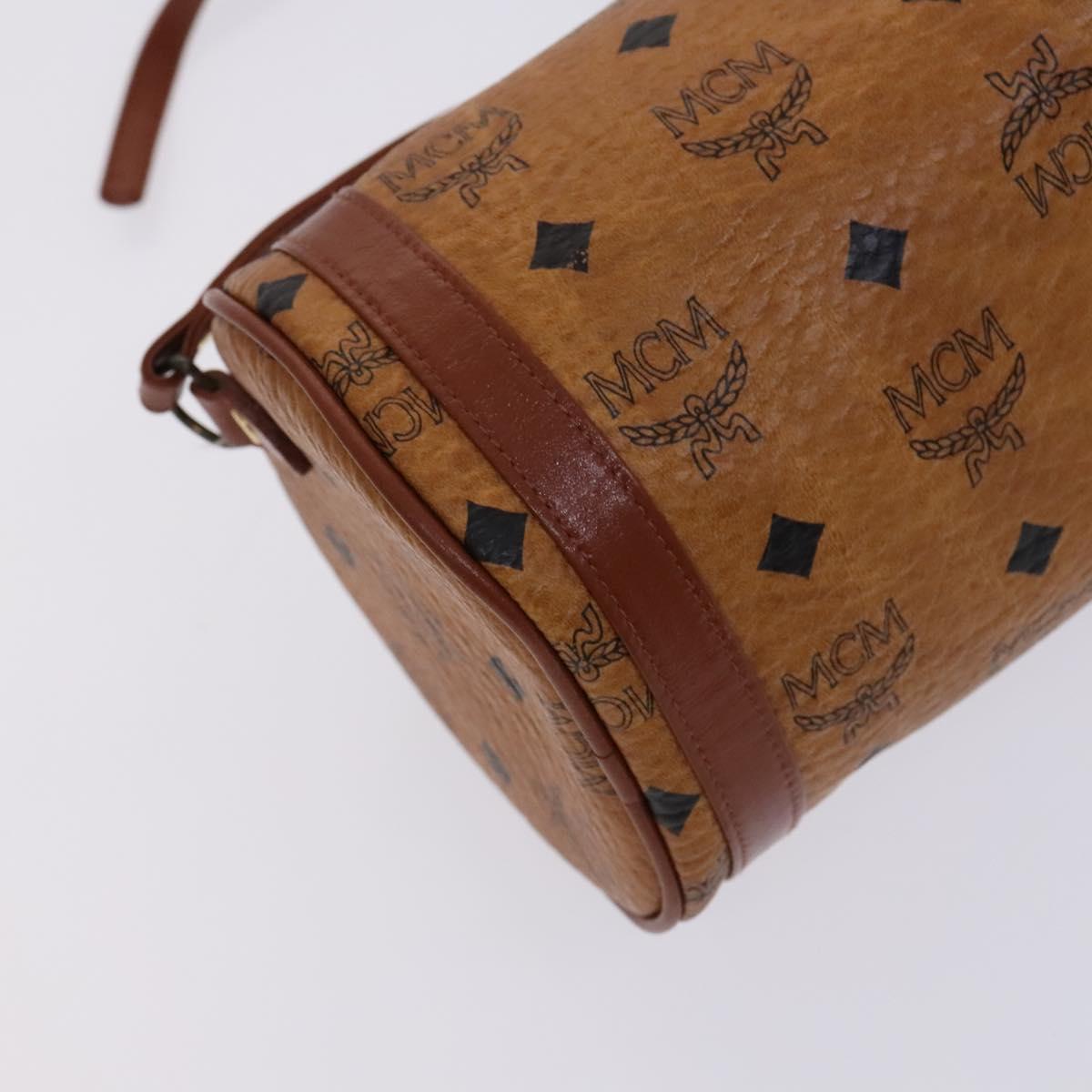 MCM Vicetos Logogram Shoulder Bag PVC Leather Brown Gold Auth bs23854