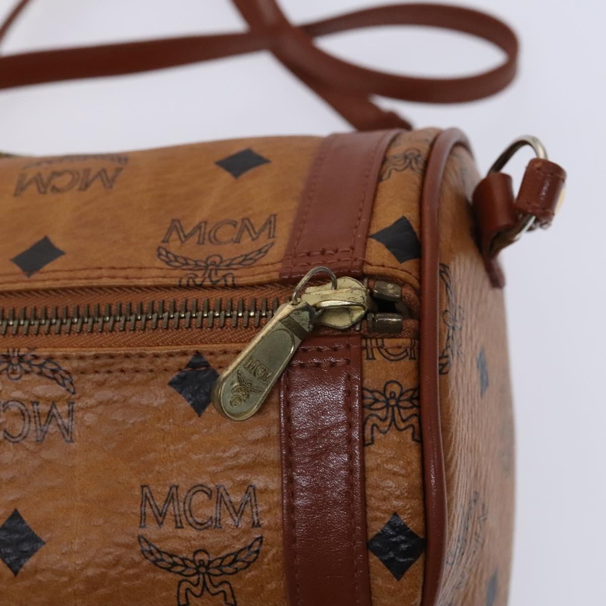 MCM Vicetos Logogram Shoulder Bag PVC Leather Brown Gold Auth bs23854
