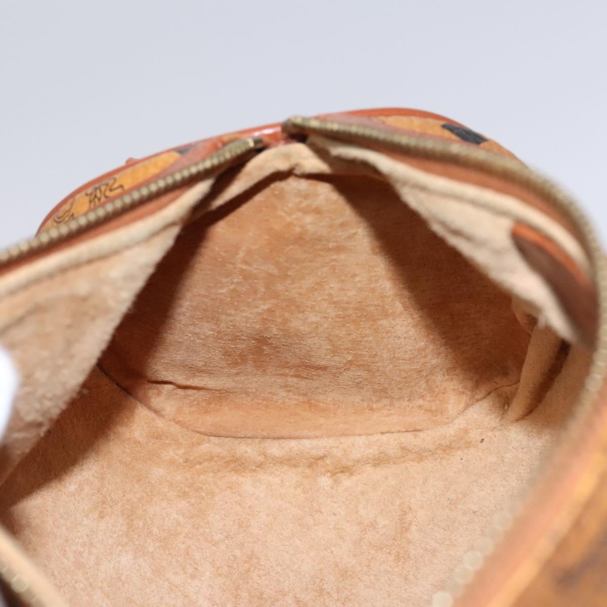 MCM Vicetos Logogram Shoulder Bag PVC Leather Brown Gold Auth bs23854