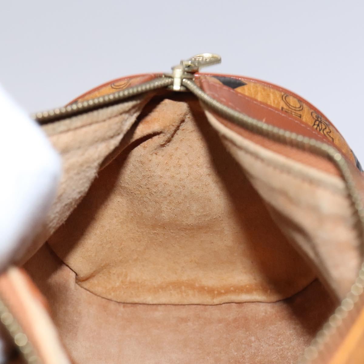 MCM Vicetos Logogram Shoulder Bag PVC Leather Brown Gold Auth bs23854