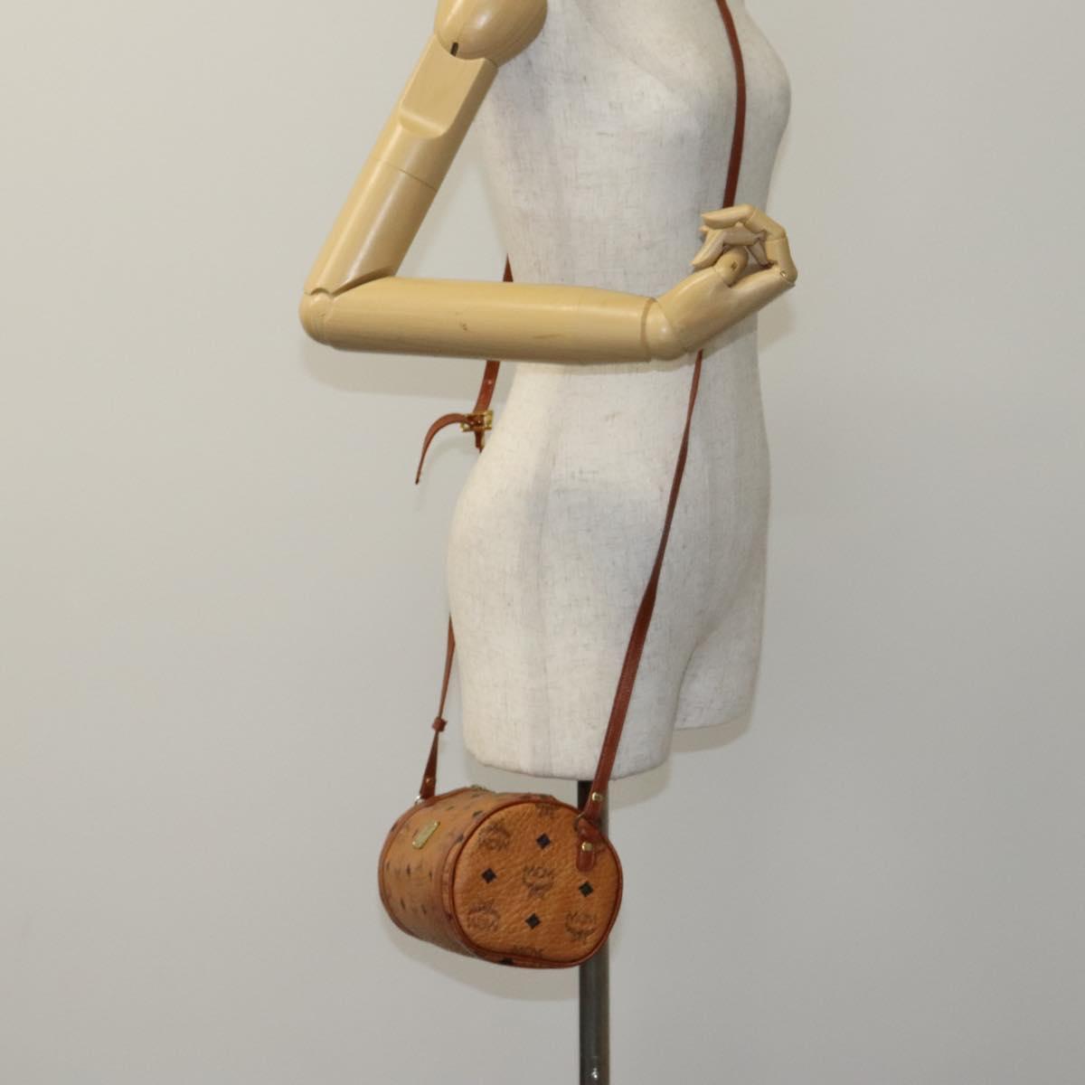 MCM Vicetos Logogram Shoulder Bag PVC Leather Brown Gold Auth bs23854